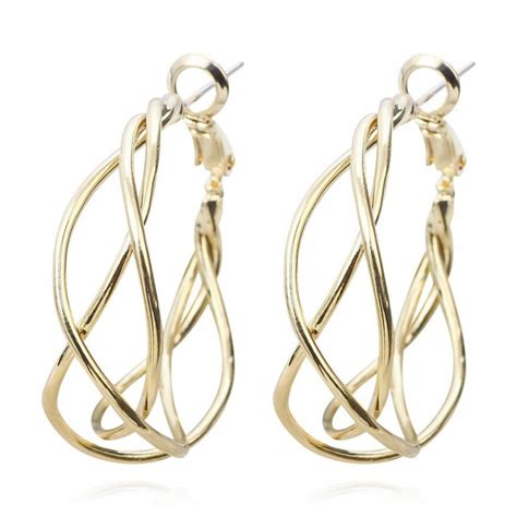 Серьги-кольца с позолотой, Grande Stella