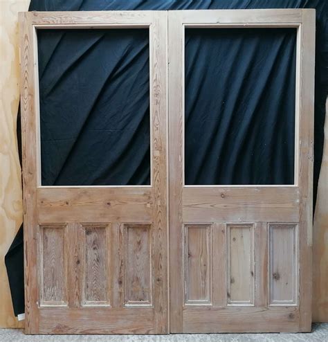 Dp0304 A Pair Of Reclaimed Stripped Pine Internal Doors For Glazing