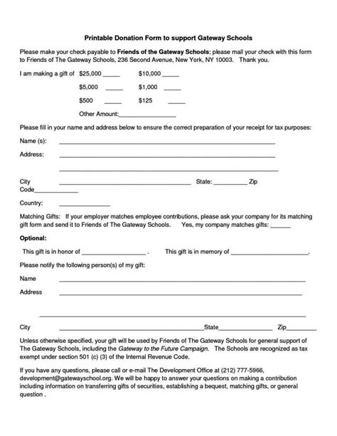 Printable Salvation Army Donation Receipt