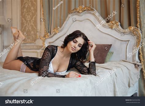 Beautiful Sexy Brunette Black Lingerie On Stock Photo Shutterstock