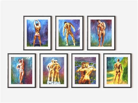 Set Of Watercolor Prints Queer Artwork Print Nude Male Etsy