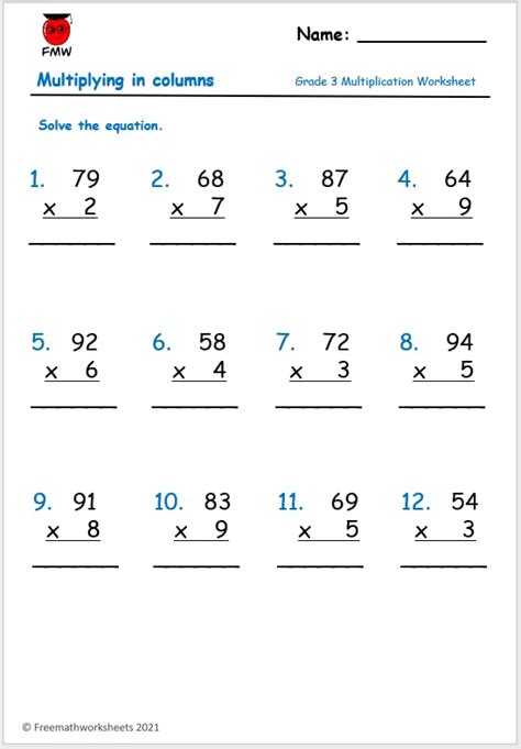 Grade Multiplication Worksheets Free Worksheets Printables