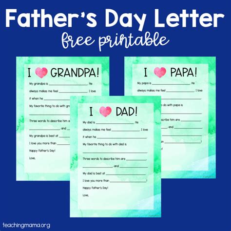 Fathers Day Letter Free Printable Teaching Mama