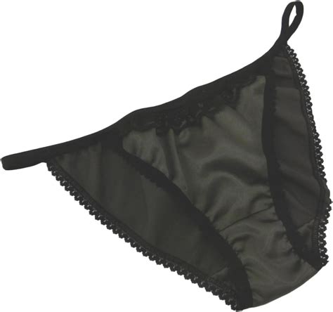 Shiny Satin String Bikini Mini Tanga Panties Slate Gray With Black Lace 6 Sizes Made In France
