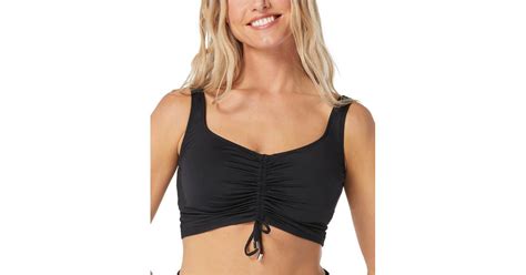 Coco Reef Solid Shirred Bikini Swim Top In Black Lyst