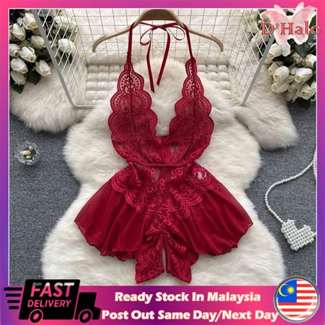 Ready StockBackless Sexy Lingerie Open Crotch One Piece Suit Bodysuit