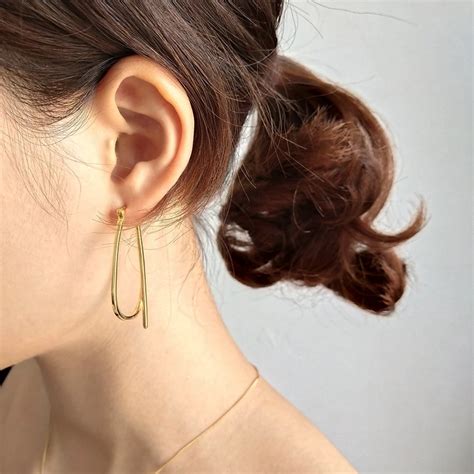 Одиночные шикарные геометрические серьги из серебра 925 пробы, золотые ...