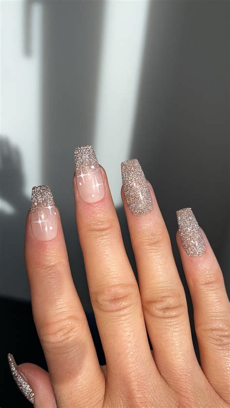 Nude Sparkle Custom Press On Nails Christmas Glue On Nails Star False Nails Etsy