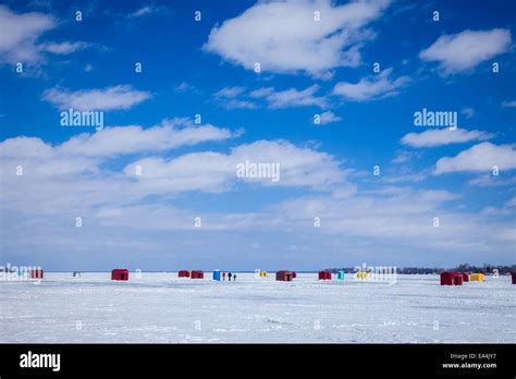 Ice Fishing Huts on Lake Simcoe Stock Photo - Alamy