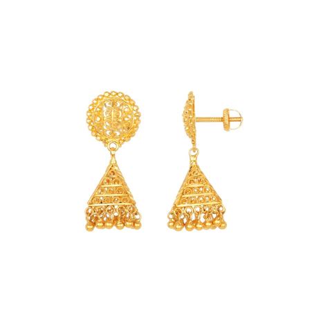 22k Yellow Gold Patterned Jhumka Earrings Er Orj284251 A