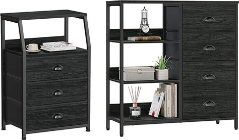 Amazon Furnulem Black Dresser For Bedroom Nightstand With Fabric