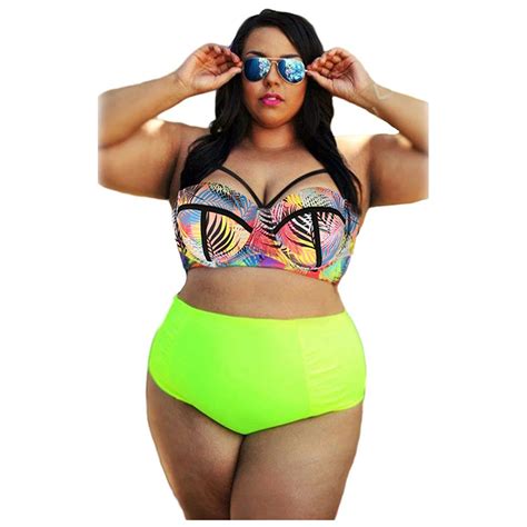 Plus Size Swimsuit Swimwear Bathing Suits High Waist Bikini XXXL In