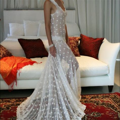 White Lace Off Shoulder Bridal Nightgown Wedding Lingerie Etsy