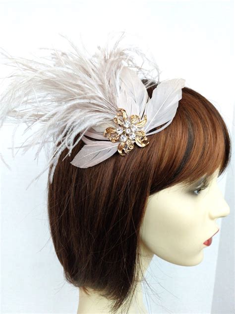 Amanda Nude Coloured Feather Clip Folksy