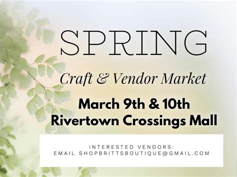 Spring Craft & Vendor Event @ Rivertown Crossings Mall, RiverTown Crossings, Grandville, March 9 ...