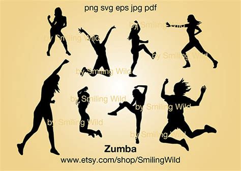 Zumba Dance Svg Cut File Silhouette Jumping Dancing Woman Etsy