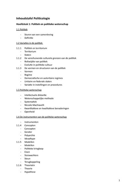 Inhoudstafel Politicologie Inhoudstafel Politicologie Hoofdstuk