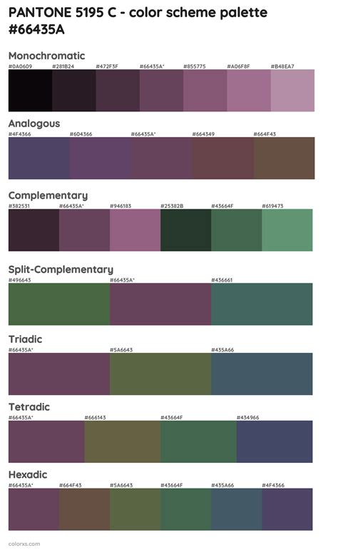PANTONE 5195 C color palettes - colorxs.com