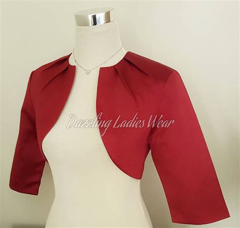 Burgundydark Red Satin Bolero Shrug Cropped Jacket Fully Etsy Uk