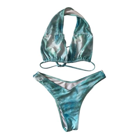 Cute Blue Tie Dye Bikini Set In Perfect Condition Depop