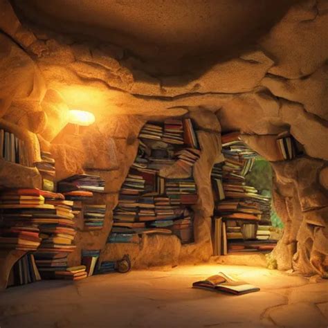 Books Cave 3 D Render Incredible Details Highly Stable Diffusion