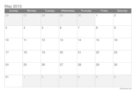 May 2015 Printable Calendar