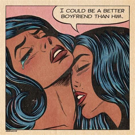 Boyfriend Art Print Vintage Lesbian Lesbian Art Gay Art Pop Art Comic Girl Comic Book Art