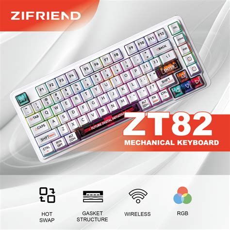 Zifriend Zt Wired Mechanical Keyboard Hot Swappable Keys Rgb Backlit Mix Color Gaming