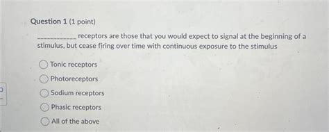 Solved receptors are those that you would expect to signal | Chegg.com