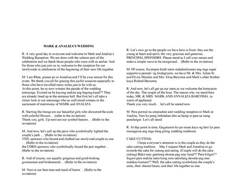 Wedding Reception Emcee Script Philippines