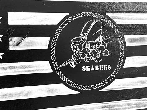 Rustic Navy Seabees Wooden Flag Etsy