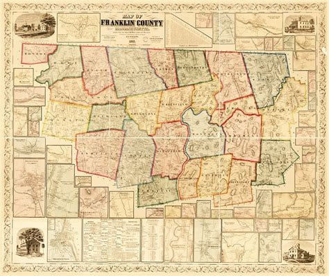 1858 Franklin County Antique Massachusetts Map — MUSEUM OUTLETS