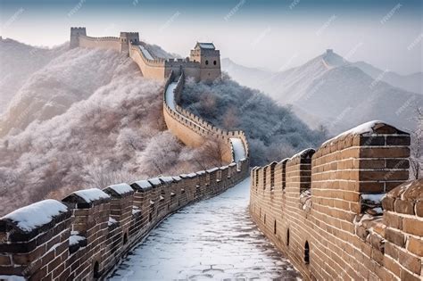 Premium Photo | The great wall of china in winter