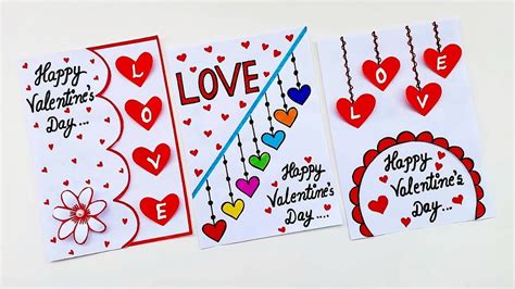 Easyandbeautiful White Paper Valentines Day Card Making Diy Handmade