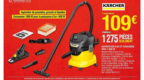 Promo Aspirateur Eau Et Poussière Wd4 1 000 W Kärcher chez Brico Dépôt