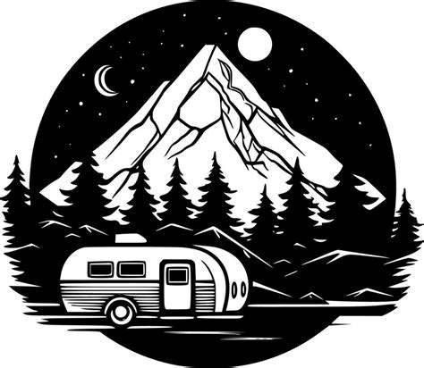 Camping, Black and White Vector illustration 24566074 Vector Art at ...