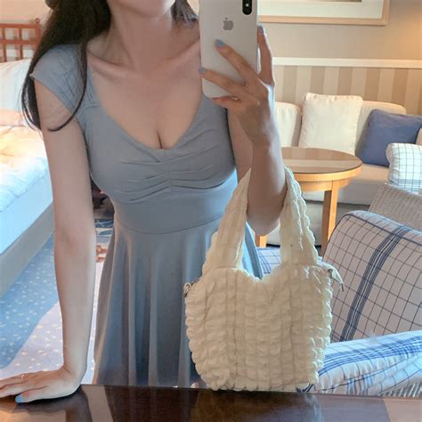 Beach Bikini In The Form Of A Discreet 1 Piece Female Swimwear Dress With 2 Breast Lifts To