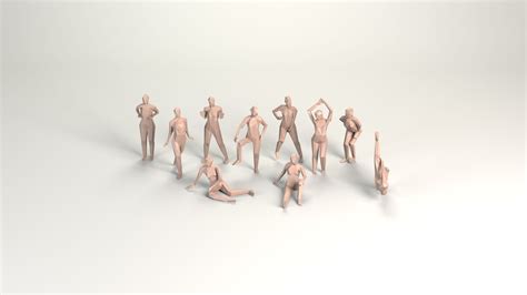 Cartoon Low Poly Naked Women 3D Model 9 3ds Unknown Fbx Max Obj C4d Free3D