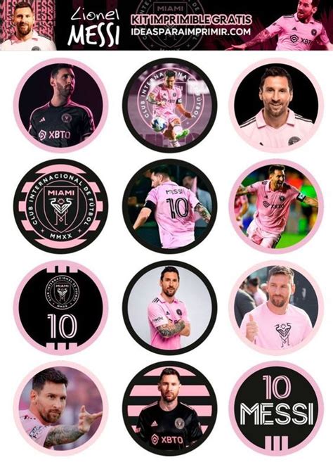 Estas Etiquetas Stickers O Toppers Para Cupcakes De Messi Inter Miami