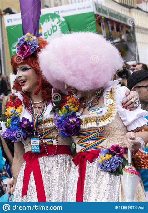 Two Drag Queens Attending The Gay Pride Parade Also Known As Christopher Street Day Csd In