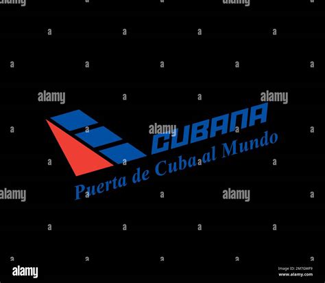 Cubana de Aviacion, rotated logo, black background Stock Photo - Alamy