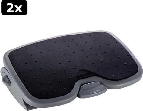 2x Kensington Solemate Plus Ergonomische Verstelbare Voetensteun Zwartgrijs