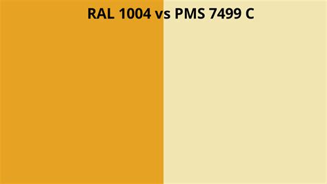 Ral 1004 Vs Pms 7499 C Ral Colour Chart Uk