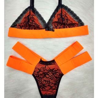 Conjunto Lingerie Sem Bojo Neon Tiras El Stico Rendado Shopee Brasil