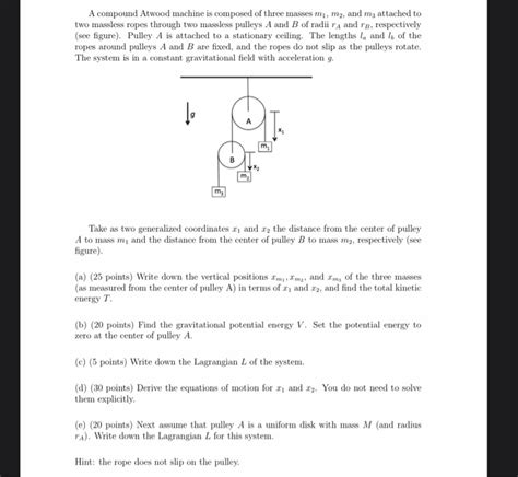 Solved A Compound Atwood Machine Is Composed Of Three Masses Chegg