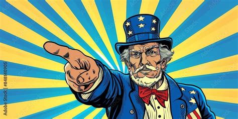 Patriotic Cartoon Uncle Sam Pointing To A Bright Future On Fourth Of