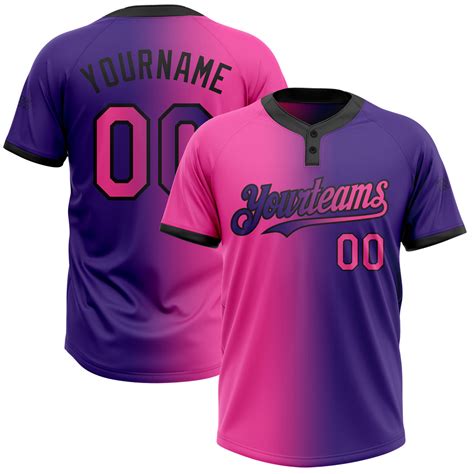 Custom Purple Pink Black Gradient Fashion Two Button Unisex Softball