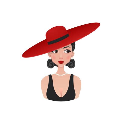 Retro Girl In A Red Hat 1215173 Vector Art At Vecteezy