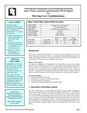 Fillable Online Source Water Assessment And Protection Swap Report