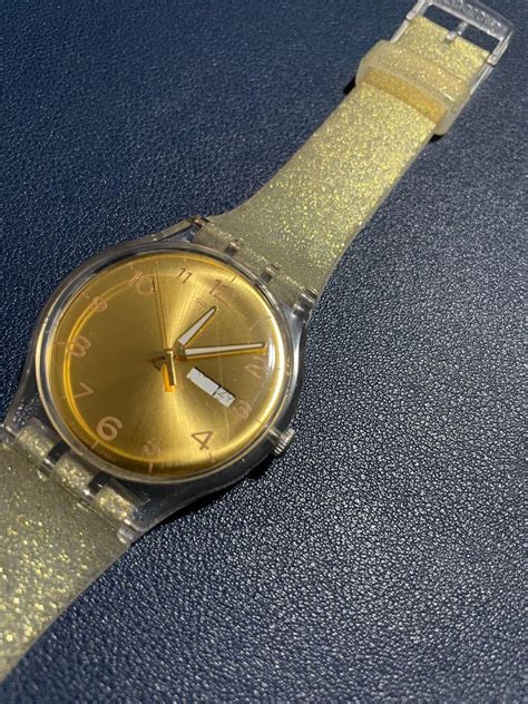 Swatch golden watch, Women's Fashion, Watches & Accessories, Watches on ...